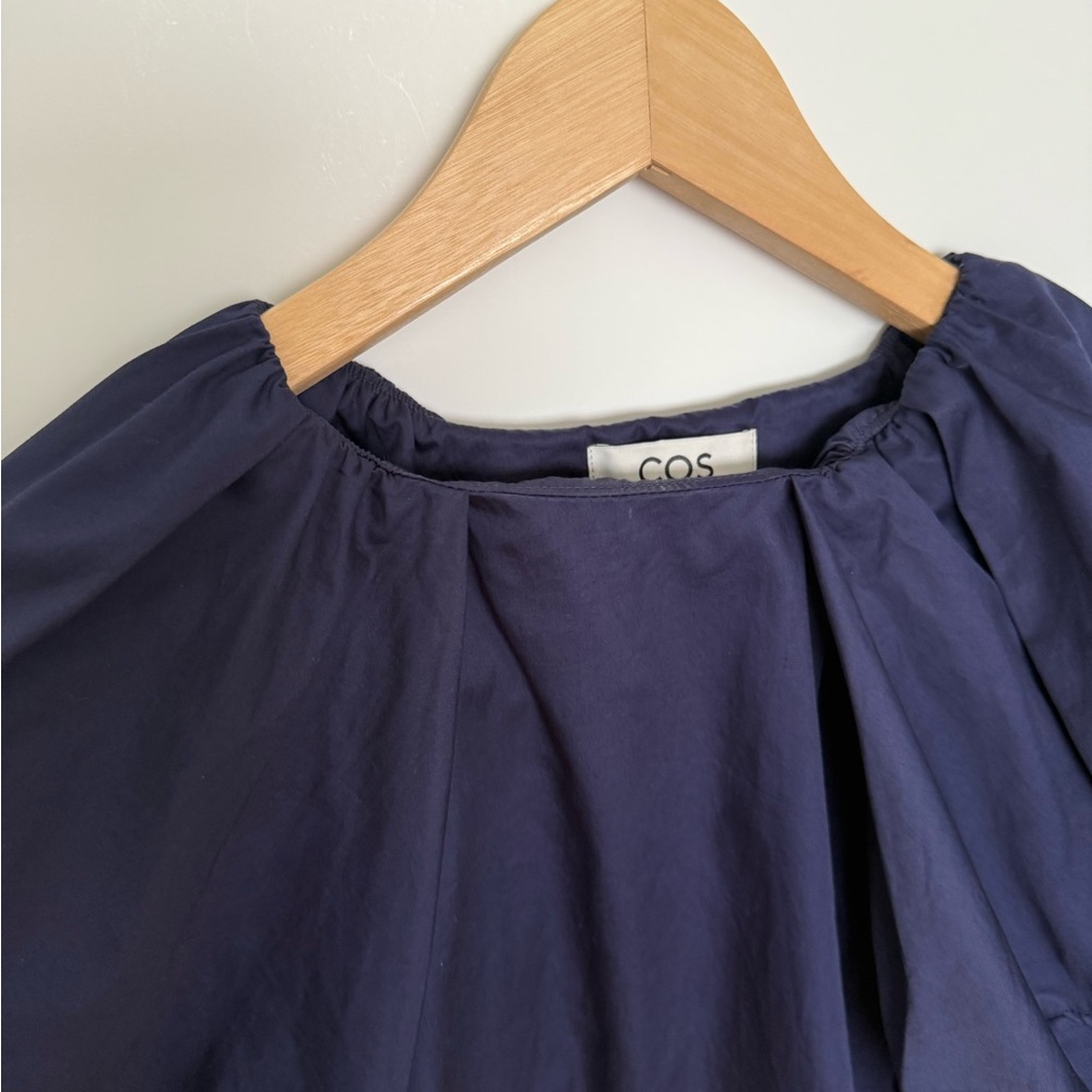 COS Navy Blue Puff Sleeve Blouse - Picture 3 of 5